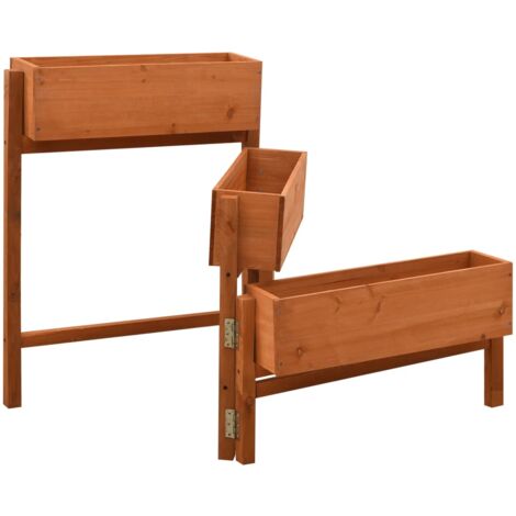 INLIFE Jardinière pliable de jardin Orange 60x14x75 cm Bois de sapin