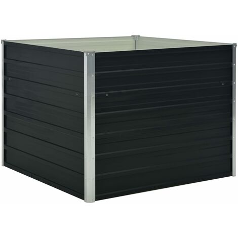 INLIFE Jardinière surélevée Anthracite 100x100x77 cm Acier galvanisé