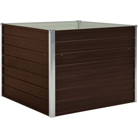 INLIFE Jardinière surélevée Marron 100x100x77 cm Acier galvanisé