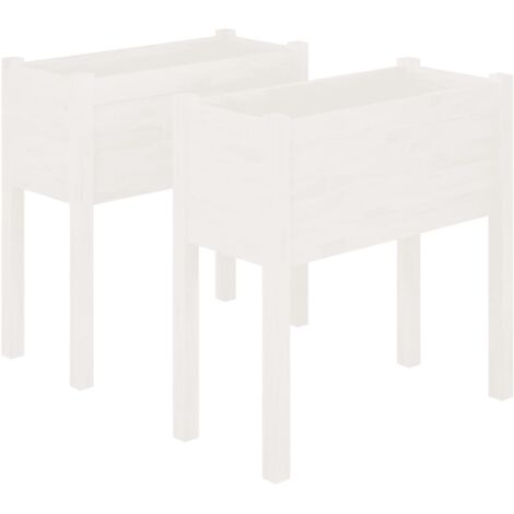 INLIFE Jardinières 2 pcs Blanc 70x31x70 cm Bois de pin massif