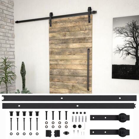 INLIFE Kit de fixation Acier Noir pour porte coulissante 200 cm