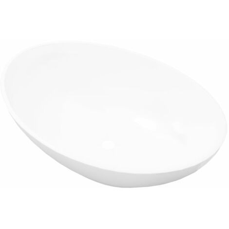 INLIFE Lavabo en forme ovale Céramique 40 x 33 cm Blanc
