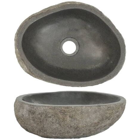 INLIFE Lavabo en pierre de rivière Ovale 30-37 cm