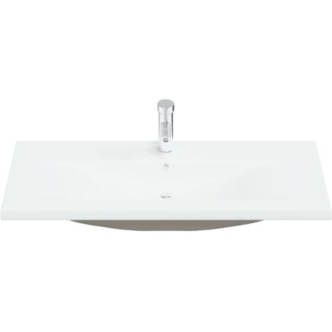 INLIFE Lavabo encastré avec robinet 101x39x18 cm Céramique Blanc