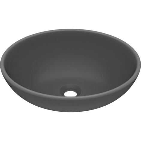 INLIFE Lavabo ovale de luxe Gris foncé mat 40x33 cm Céramique