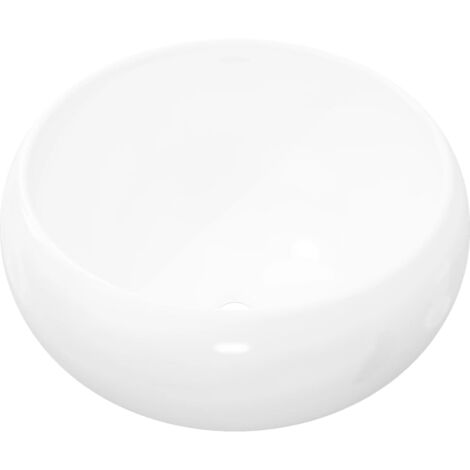 INLIFE Lavabo ronde Céramique Blanc 40 x 15 cm