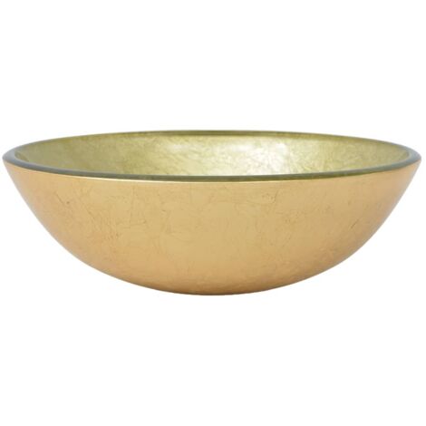 INLIFE Lavabo Verre trempé 42 cm Doré