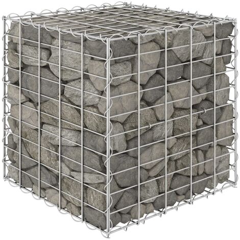 INLIFE Lit surélevé cube à gabion Fil d'acier 50x50x50 cm
