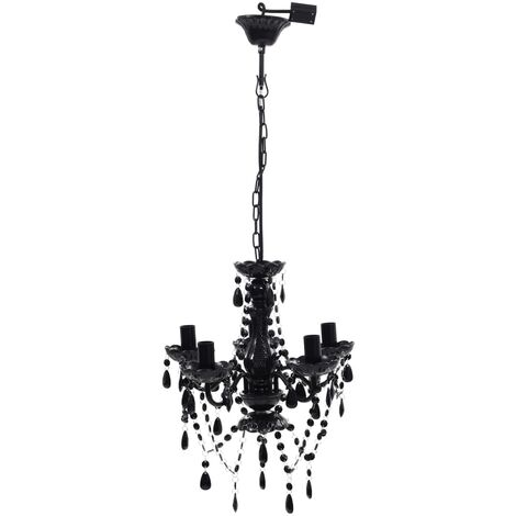INLIFE Lustre avec 5 ampoules Crystal noir