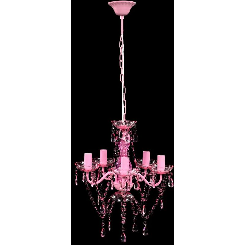 Inlife - Lustre avec 5 ampoules Crystal rose