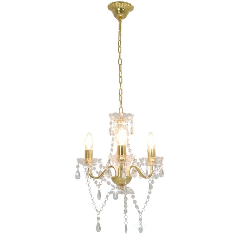 Abcrital - inlife Lustre avec perles Doré Rond 3 x E14