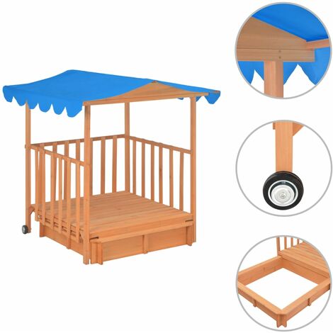 INLIFE Maison de jeu d'enfants et bac à sable Bois de sapin Bleu UV50