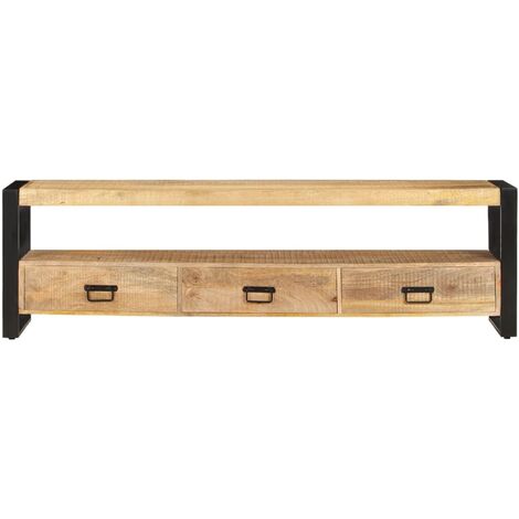 INLIFE Meuble TV 150x30x45 cm Bois solide de manguier