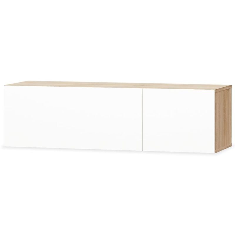 Inlife - Meuble tv Aggloméré 120 x 40 x 34 cm Chêne et blanc brillant