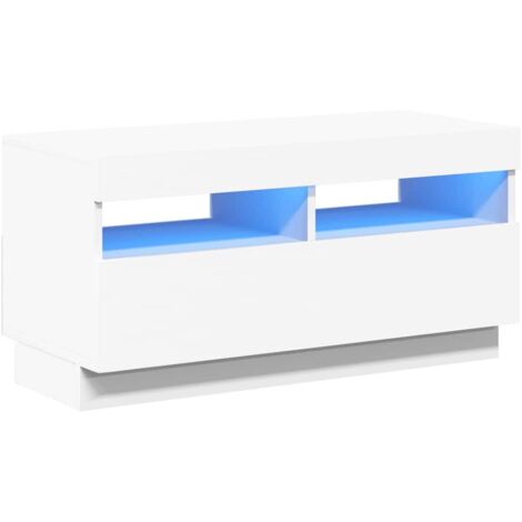 INLIFE Meuble TV avec lumières LED Blanc 80x35x40 cm