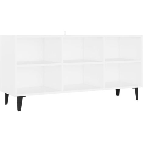 INLIFE Meuble TV avec pieds en métal Blanc 103,5x30x50 cm