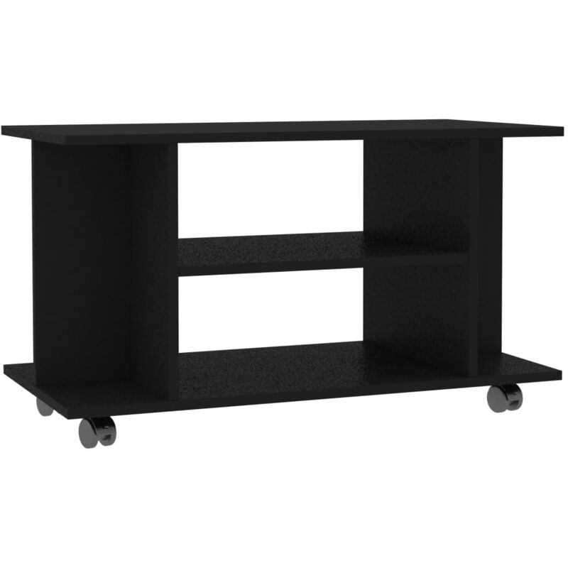 Longziming - inlife Meuble tv avec roulettes 80x40x40 cm Aggloméré Noir