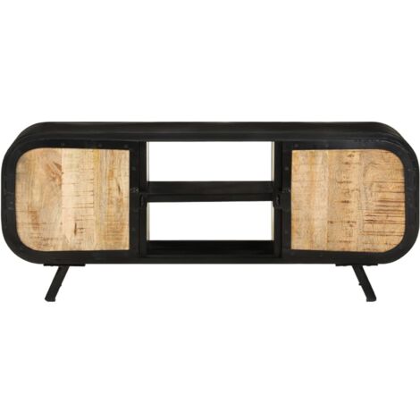INLIFE Meuble TV Bois de manguier brut 110x30x45 cm