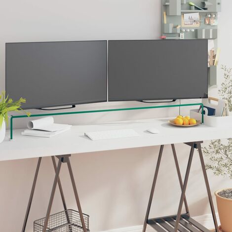 INLIFE Meuble TV/ de moniteur 120 x 30 x 13 cm Verre Transparent