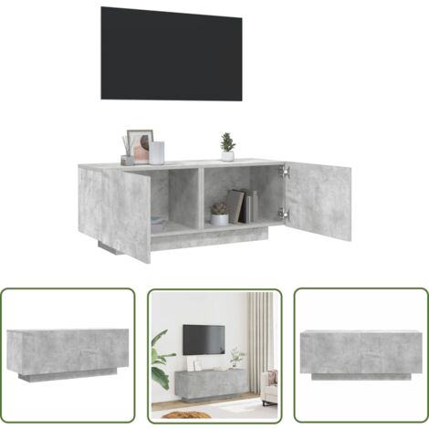 INLIFE Meuble TV Gris béton 100x35x40 cm Aggloméré