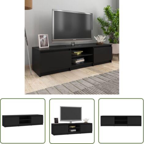 INLIFE Meuble TV Noir 140x40x35,5 cm Aggloméré
