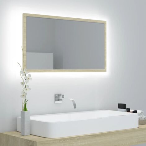 INLIFE Miroir LED de salle de bain Chêne sonoma 80x8,5x37 cm Aggloméré