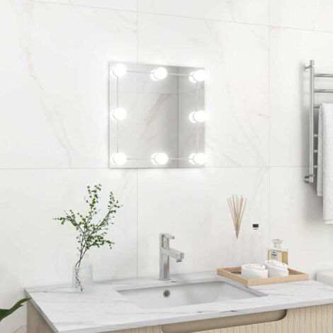 INLIFE Miroir mural avec lampes LED Carré Verre