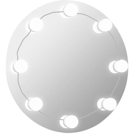 INLIFE Miroir mural avec lampes LED Rond Verre