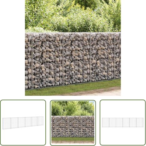 INLIFE Mur en gabion avec couvercles Acier galvanisé 300x30x100 cm
