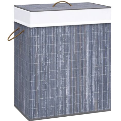 INLIFE Panier à linge Bambou Gris 83 L