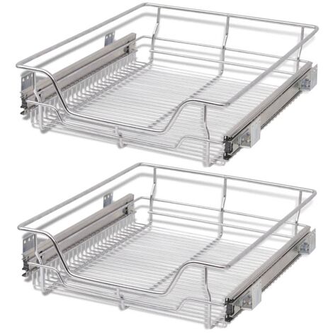 INLIFE Panier en treillis métallique 2 pcs 500 mm Argenté