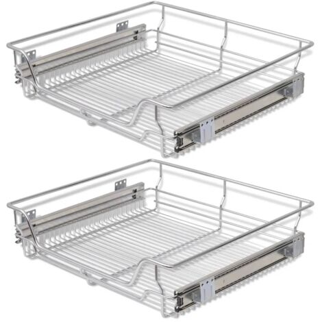INLIFE Panier en treillis métallique 2 pcs 600 mm Argenté