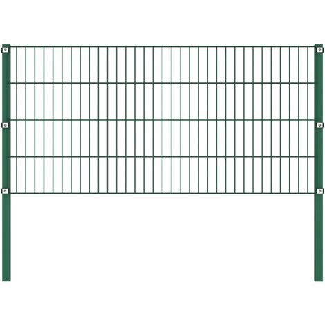 INLIFE Panneau de clôture avec poteaux Fer 1,7 x 0,8 m Vert