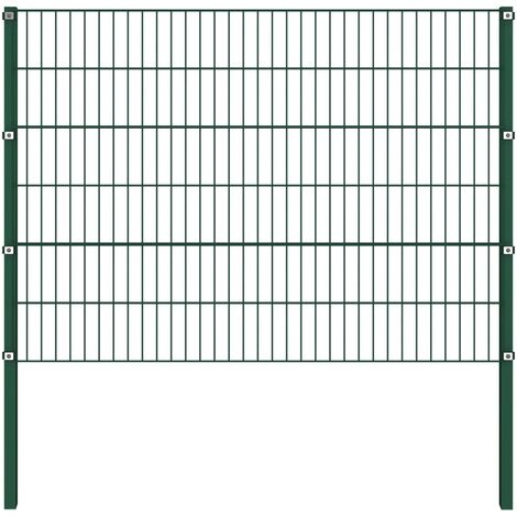 INLIFE Panneau de clôture avec poteaux Fer 1,7 x 1,2 m Vert
