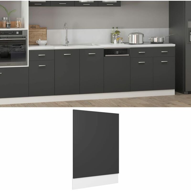 INLIFE Panneau de lave-vaisselle 45x3x67 cm Aggloméré Gris