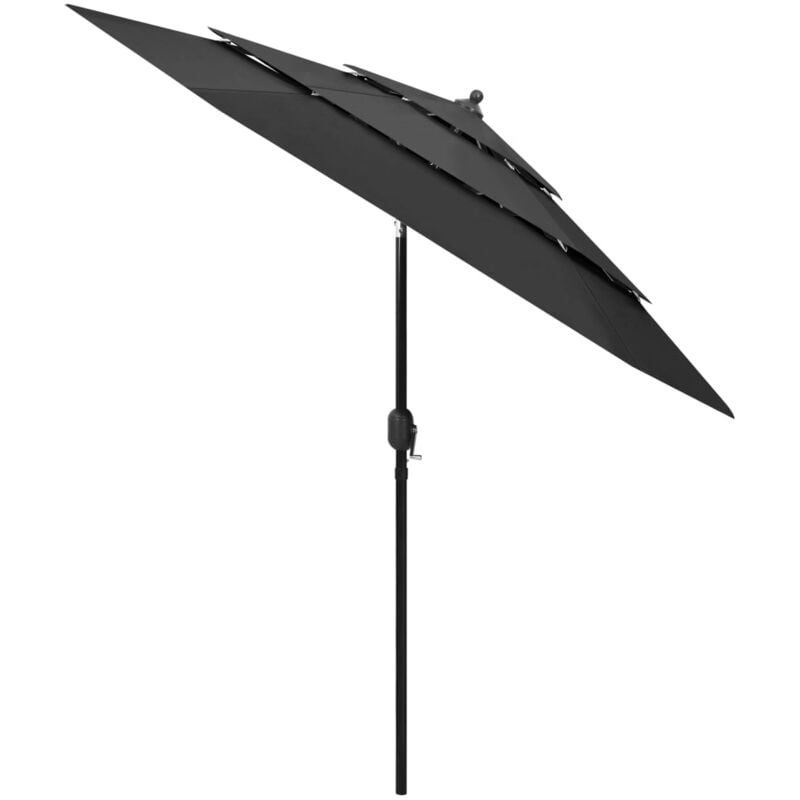Inlife - Parasol à 3 niveaux avec mât en aluminium Anthracite 2,5 m