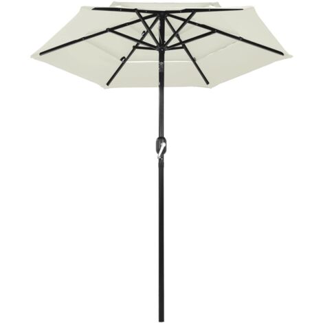 INLIFE Parasol à 3 niveaux avec mât en aluminium Sable 2 m