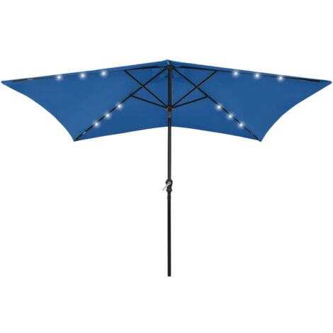 INLIFE Parasol avec LED et mât en acier Bleu azuré 2x3 m