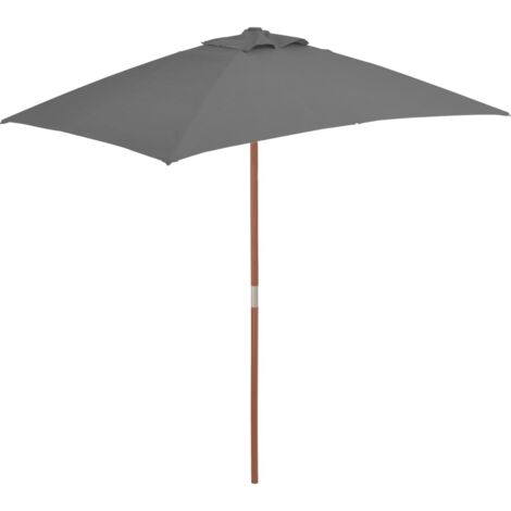 INLIFE Parasol avec mât en bois 150 x 200 cm Anthracite