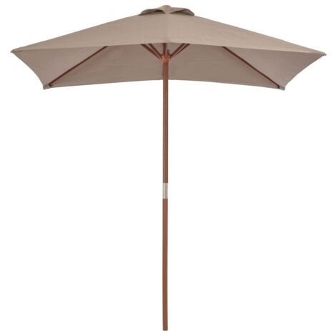 INLIFE Parasol avec mât en bois 150 x 200 cm Taupe