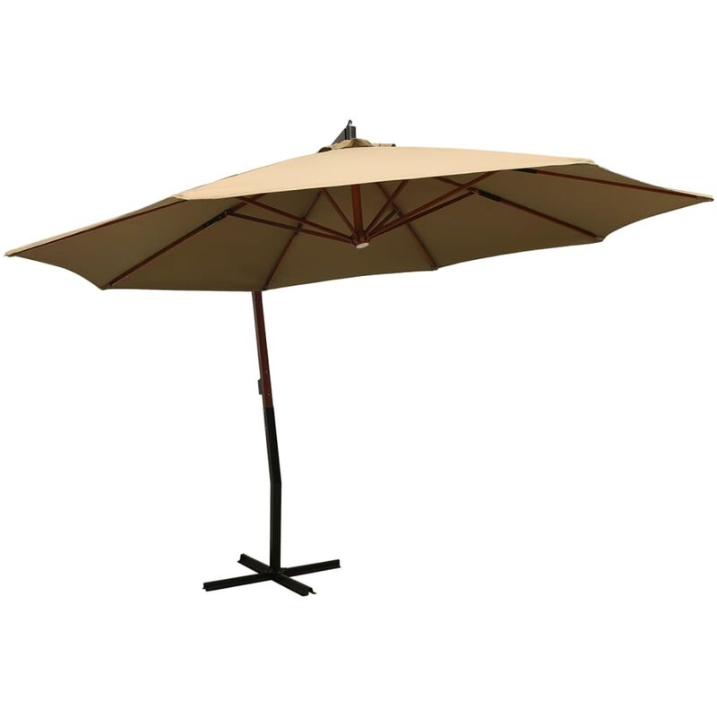 Parasol suspendu avec mât en bois 350 cm Taupe - Inlife