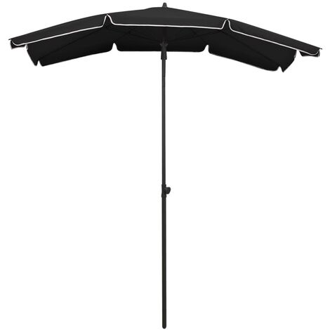 INLIFE Parasol de jardin avec mât 200x130 cm Noir