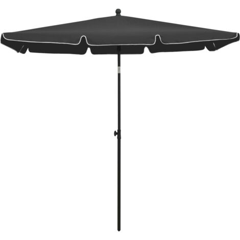 INLIFE Parasol de jardin avec mât 210x140 cm Anthracite
