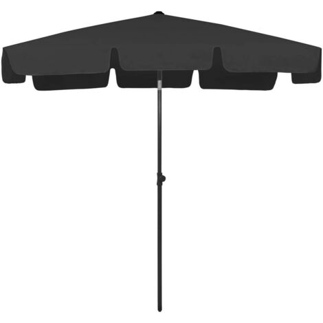 INLIFE Parasol de plage Noir 200x125 cm
