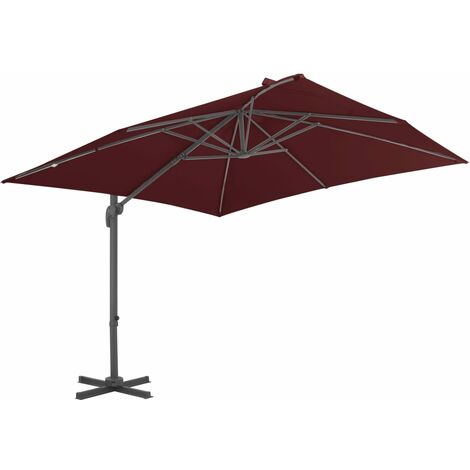 INLIFE Parasol déporté avec mât en aluminium Rouge bordeaux 400x300 cm