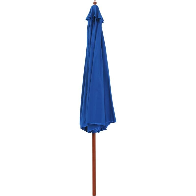 Parasol d'extérieur avec mât en bois 350 cm Bleu - Inlife