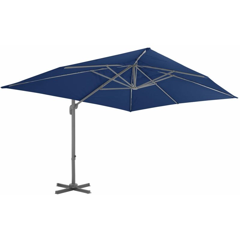Inlife - Parasol déporté avec mât en aluminium 4x3 m Bleu azuré