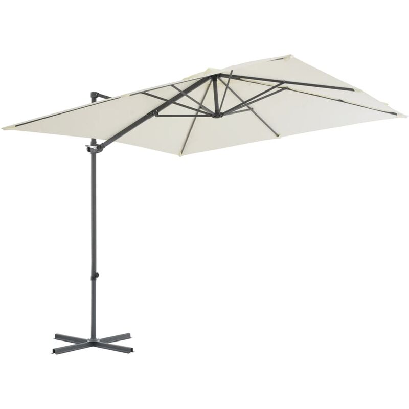 Parasol en porte-à-faux avec mât en acier 250 x 250 cm Sable - Inlife