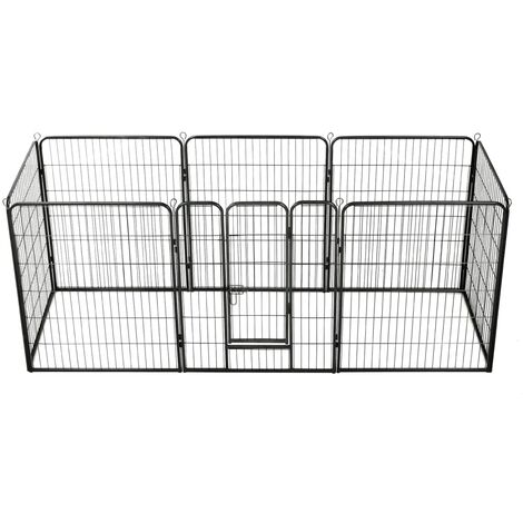 INLIFE Parc pour chiens 8 panneaux Acier 80 x 100 cm Noir