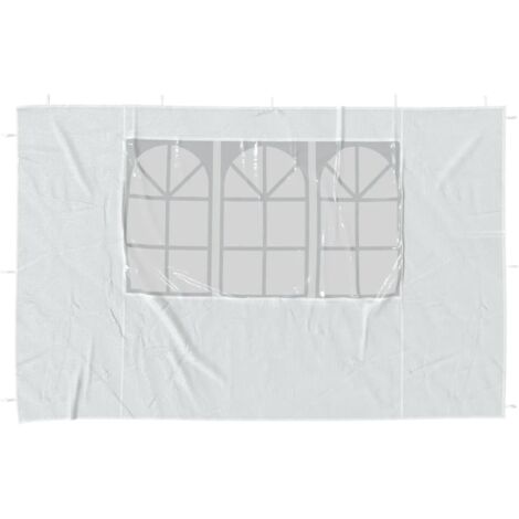 INLIFE Paroi de tente de réception 2 pcs avec fenêtre PE Blanc